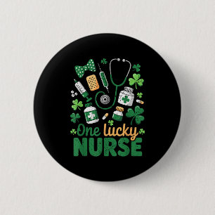 St Patricks Day Geluksverpleegster Klaver Medisch  Ronde Button 5,7 Cm