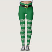 St. Patrick's Day gestreepte groene glitter Leprec Leggings (Voorkant)