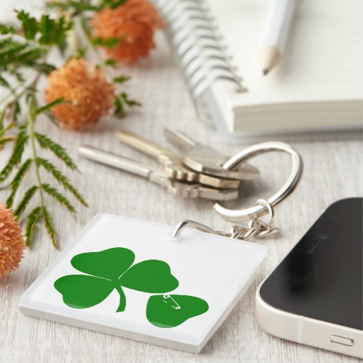 St Patrick's Day - Get Lucky 3+1 = 4 Monogram Sleutelhanger (Voorkant Rechts)