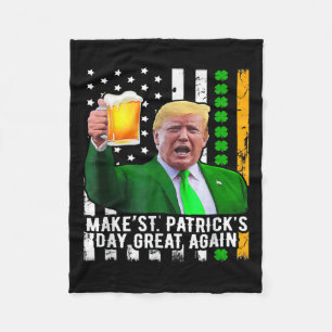 St Patrick's Day Geweldig weer Grappig Trump 1 Fleece Deken