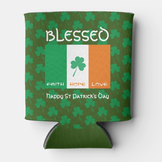 St Patricks Day Gezegend Geloof Hoop Liefde Ierse  Blikjeskoeler (Voorkant)