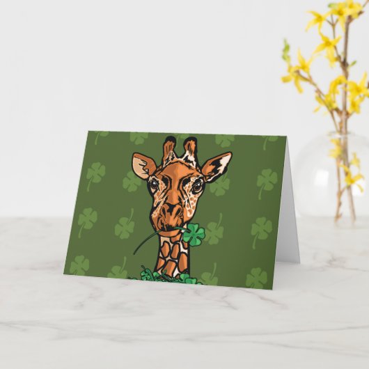 St. Patrick's Day-giraffe Kaart (Gele Bloem)