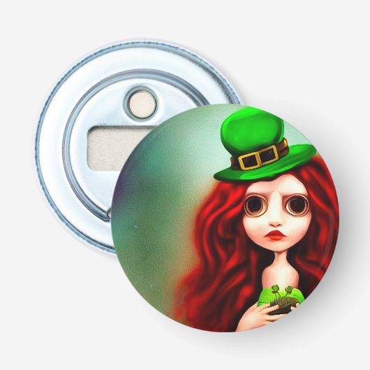 St. Patrick's Day Girl Button Flesopener (Voorkant)