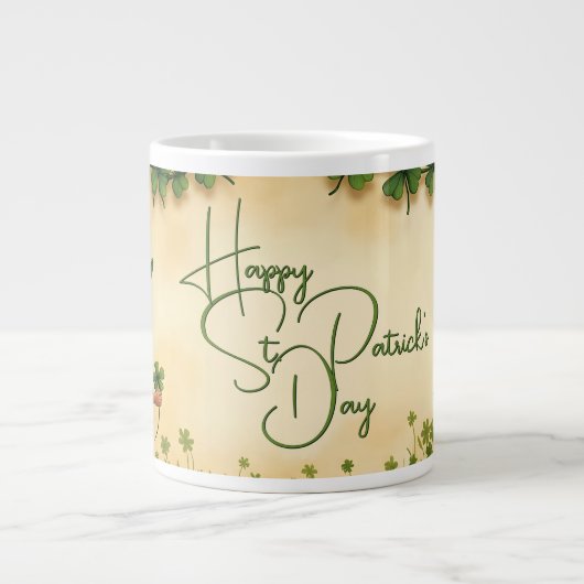 St. Patrick's Day Girl met Shamrocks Extra Grote Beker (Voorkant)