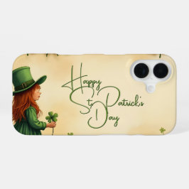 St. Patrick's Day Girl met Shamrocks iPhone 16 Hoesje