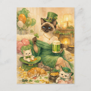 St. Patrick's Day Glam Kat Kerstkaart Feestdagenkaart