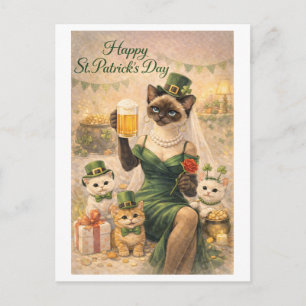 St. Patrick's Day Glam Kat Vakantiekaart Feestdagenkaart