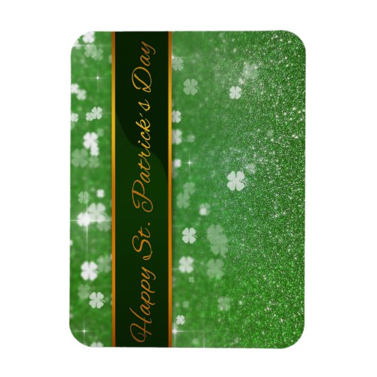 St. Patrick's Day Glitter Shamrock Magneet (Verticaal)
