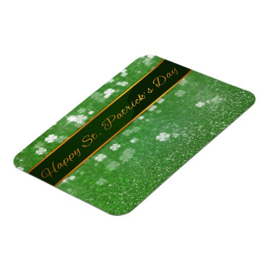 St. Patrick's Day Glitter Shamrock Magneet (Linkerzijde)