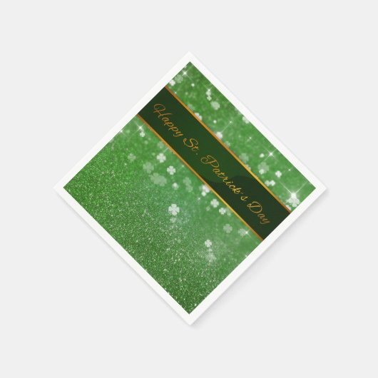 St. Patrick's Day Glitter Shamrock Servetten (Hoek)