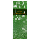 St. Patrick's Day Glitter Shamrock Wijn Cadeautas (Voorkant)