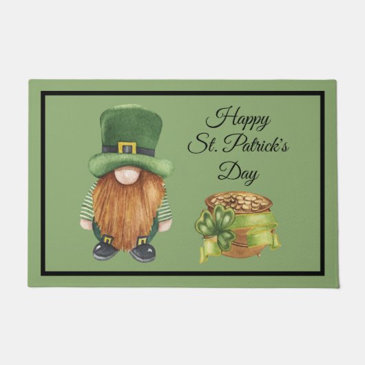 St. Patrick's Day Gnome Green Shamrock Pot of Gold Deurmat (Voorkant)