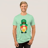 St. Patrick's Day Gnome met bier Tri-Blend Shirt (Voorkant volledig)