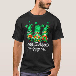St Patricks Day Gnomen Holing Shamrock Hoefijzer I T-shirt