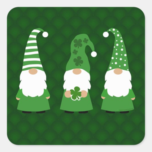 St Patricks Day Gnomes Vierkante Sticker (Voorkant)