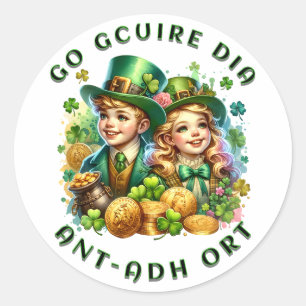st Patrick's day   Go gcuire Dia an t-ádh ort Ronde Sticker