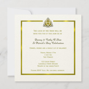 St. Patrick's Day - Gold Celtic Knot Invitation