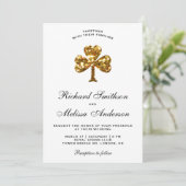 St. Patrick's Day Gold Clover bruiloft uitnodiging (Staand voorkant)