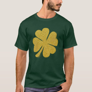 St Patrick's Day Gold Effect Shamrock gepersonalis T-shirt