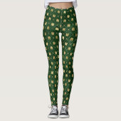 St. Patrick's Day Gold Foil Shamrock Pattern Green Leggings (Voorkant)