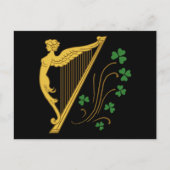 St Patrick's Day Gold Harp en Shamrocks Briefkaart (Voorkant)