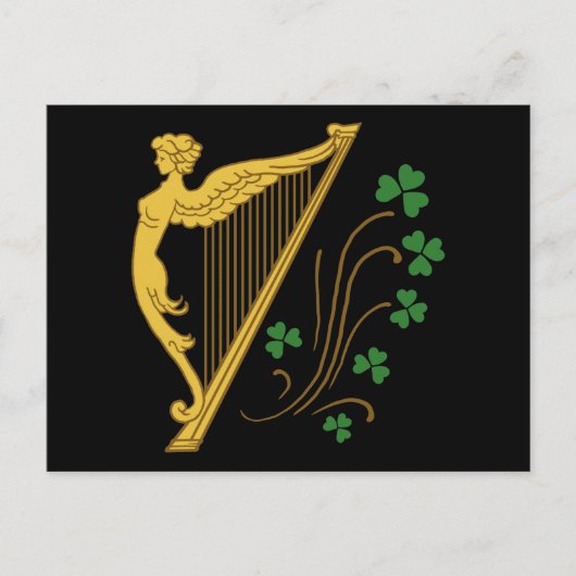 St Patrick's Day Gold Harp en Shamrocks Briefkaart (Voorkant)