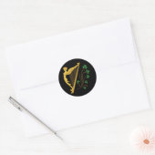 St Patrick's Day Gold Harp en Shamrocks Ronde Sticker (Envelop)