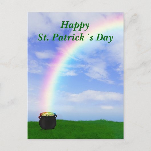 St. Patrick's Day Gold Pot met regenboog - Briefka Briefkaart (Voorkant)