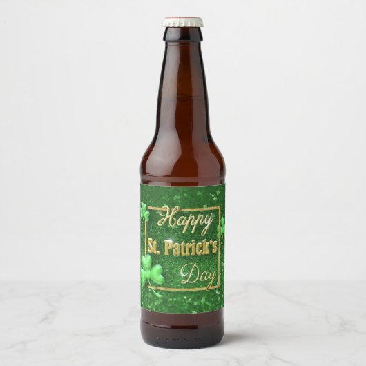 St. Patrick's Day Gold Shamrock Bier Etiket (Voorkant)