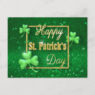 St. Patrick's Day Gold Shamrock Briefkaart