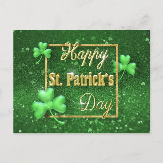 St. Patrick's Day Gold Shamrock Briefkaart (Voorkant)