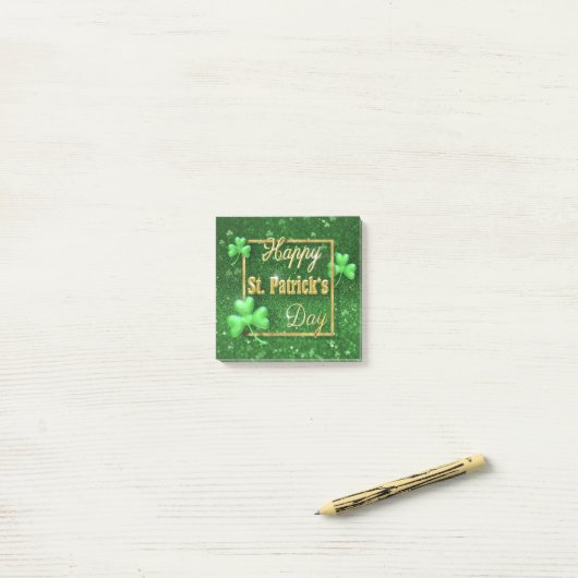 St. Patrick's Day Gold Shamrock Post-it® Notes (Op bureau)
