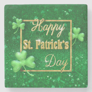 St. Patrick's Day Gold Shamrock Stenen Onderzetter