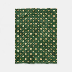 St Patricks Day Golden Clover Shamrock Vintage Fleece Deken