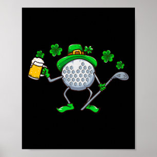 St Patricks Day Golf Golfen Ierse Golfer Bier Humo Poster