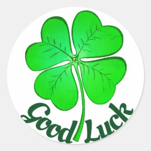 St Patrick's Day GOOD LUCK Green Shamrock/Clover Ronde Sticker