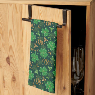 St. Patrick's Day Gouden Klaverblad Lint Lucky Sha Theedoek