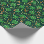 St. Patrick's Day Gouden Klaverbladlint Geluksblad Cadeaupapier (Hoek)