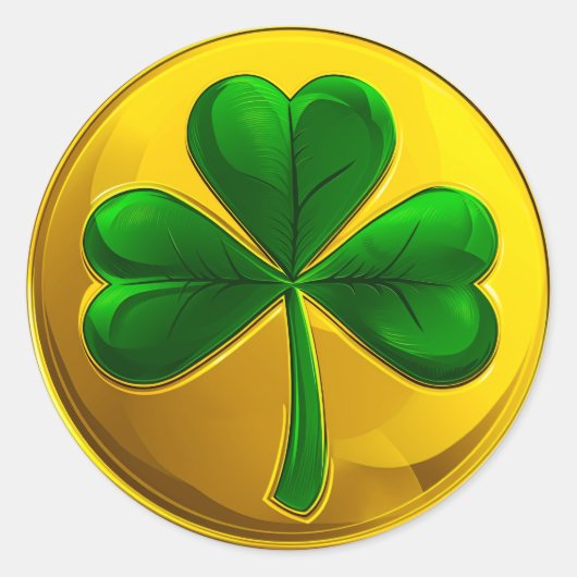 St. Patrick's Day Gouden Munt Shamrock Ronde Sticker (Voorkant)
