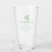 St.Patrick's day grappige bierquote & Shamrock Glas (Achterkant)