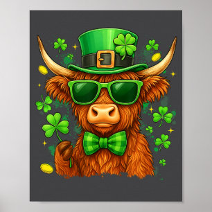St. Patricks Day Grappige Vaars Koe Shamrocks Mann Poster