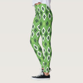 St Patrick's Day Green Argyle Lucky Clover Pattern Leggings (Links)