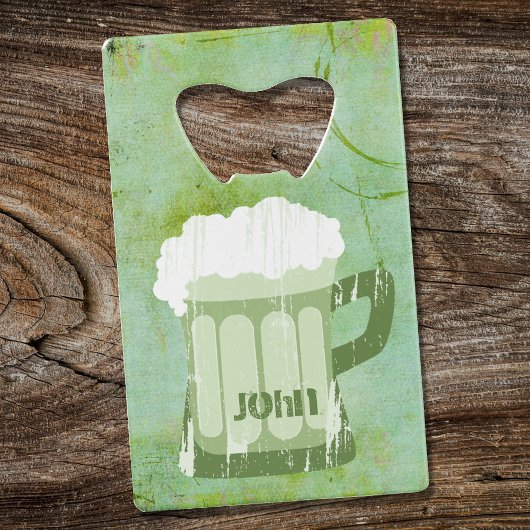 St Patricks Day Green Beer Grunge・Custom Kredietkaart Flessenopener