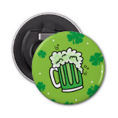 St Patrick's Day Green Beer Pattern Button Flesopener (Voorkant)