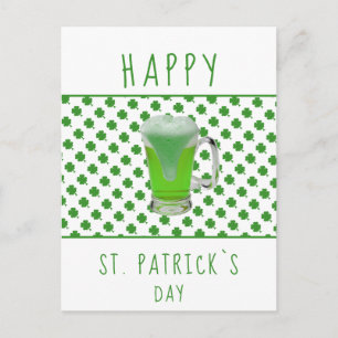 St. Patrick's day Green Beer Shamrock Pattern Briefkaart