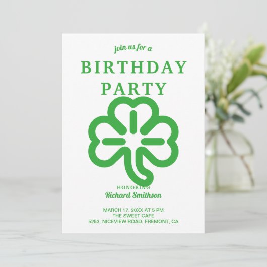 St. Patrick's Day Green Clover Verjaardagsfeest Kaart (Staand voorkant)