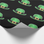St Patrick's Day Green Derby Pet Pattern on Black Cadeaupapier (Hoek)