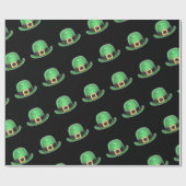 St Patrick's Day Green Derby Pet Pattern on Black Cadeaupapier (Vlak)