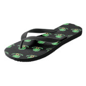 St Patrick's Day Green Derby Pet Pattern on Black Teenslippers (Schuin)