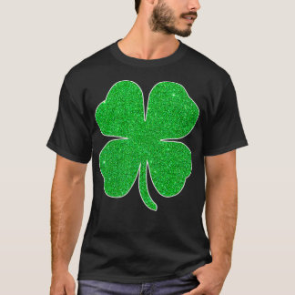 St Patricks Day Green Glitter Clover Shamrock T-shirt